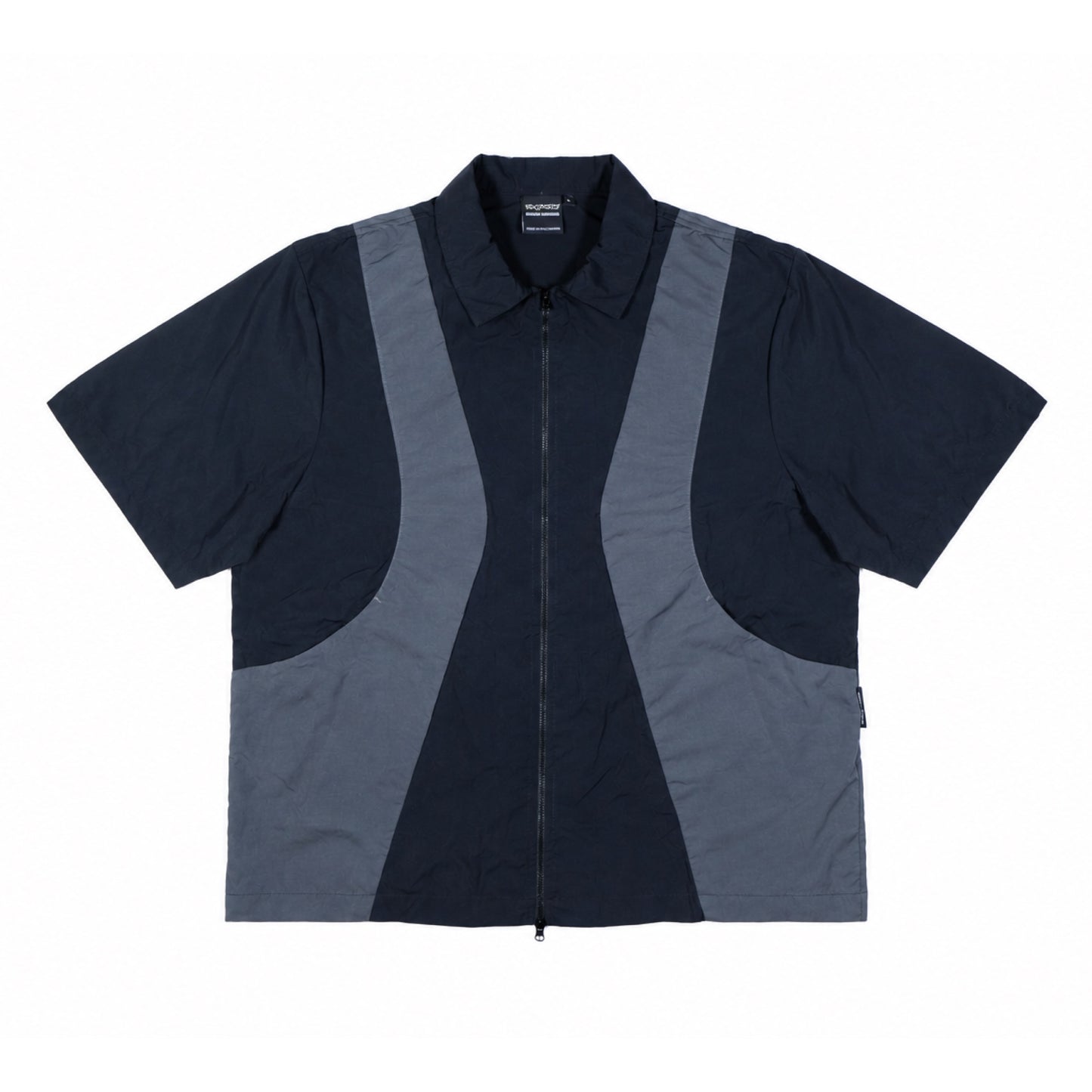 05. Zip up bowler shirt - black/gray