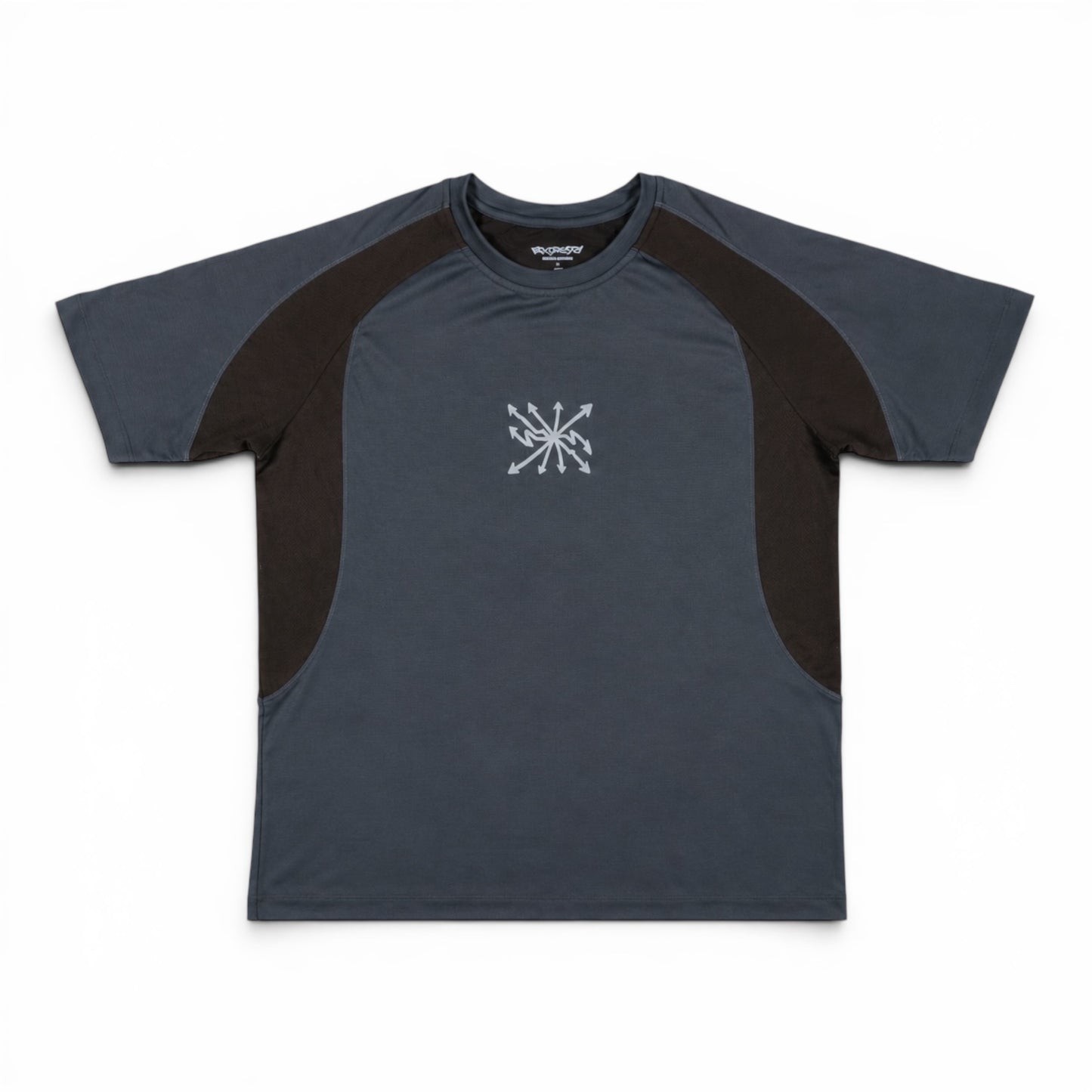 03. Panelled Tech Shirt - Graphite / Brown