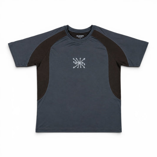 03. Panelled Tech Shirt - Graphite / Brown